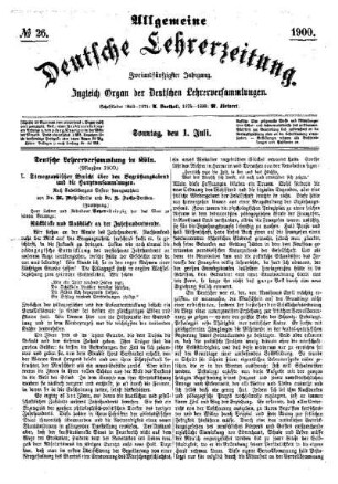 Deutsche Lehrerversammlung in Köln (Pfingsten 1900)
