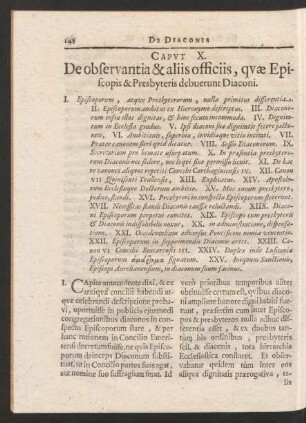 Caput X. De observantia & aliis officiis, quae Episcopis & Presbyteris debuerunt Diaconi.