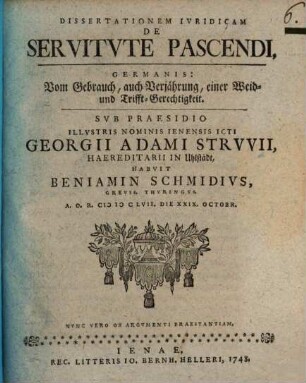 Diss. de servitute pascendi