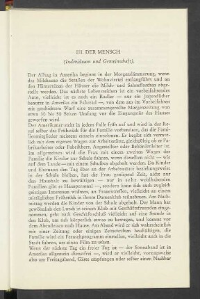 III. Der Mensch (Individuum und Gemeinschaft).