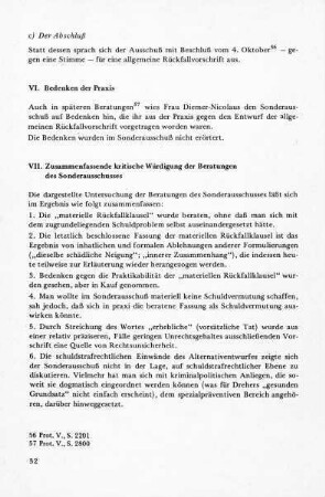 VII. Zusammenfassende kritische Würdigung der Beratungen des Sonderausschusses