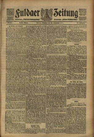 Erste Ausgabe vom Dienstag, den 26. September 1911.