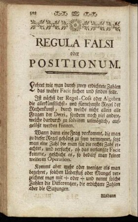Regula falsi oder positionum.