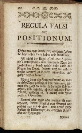 Regula falsi oder positionum.