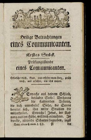 Erstes Stück. Prüfungsstunde eines Communicanten.