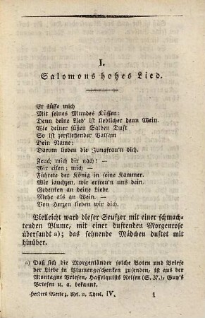 Salomons Lieder der Liebe, die ältesten und schönsten aus Morgenlande : nebst vierundvierzig alten Minneliedern und einem Anhang über die ebräische Elegie, 1778