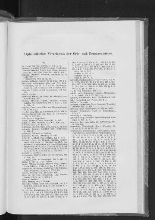 Alphabetisches Verzeichnis der Orts- und Personennamen.