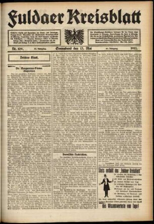 Dritte Ausgabe vom Samstag, den 13. Mai 1911.