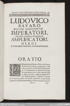 Ludovico Bavaro Magno Romanorum Imperatori, Magno Domus Boiaricae Amplificatori, Heroi In Utraque Fortuna Constantissimo