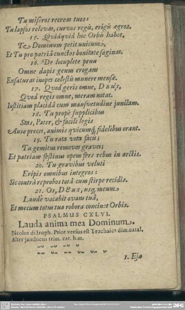 Psalmus CXLVI. Lauda anima mea Dominum