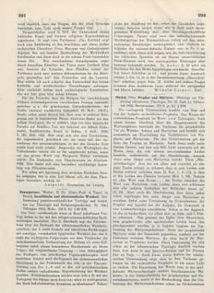 291-292 [Rezension] Baumgartner, Walter, Israelitische und altorientalische Weisheit