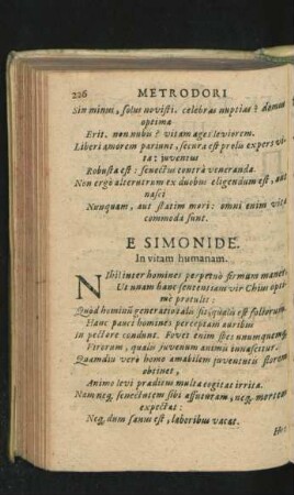 Simonidis Sententiae.
