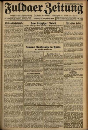 Erste Ausgabe vom Sonntag, den 24. Dezember 1933.