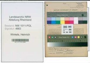 Entnazifizierung Heinrich Winkels , geb. 14.08.1899 (Polizist)