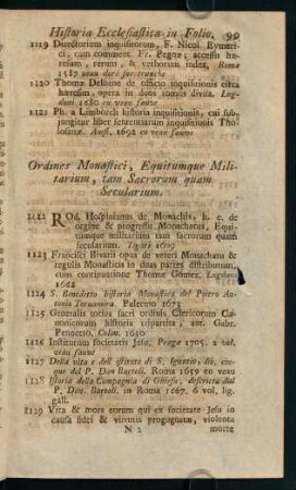99-113, Ordines Monastici, Equitumque Militarium, tam Sacrorum quam Secularium - Martyrologia