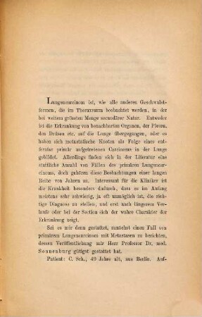 Primäres Lungencarcinom mit Metastasen im Oberschenkel und in der Leber : Inaug.-Diss.