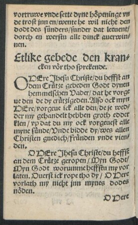 Etlike gebede den krancken vör tho sprekende.