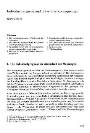 Individualprognose und präventive Konsequenzen