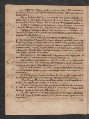 Libri Philosophici, aliarumque artium humaniorum.