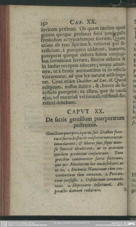 Caput XX. De sacris gentilium puerperarum postremis