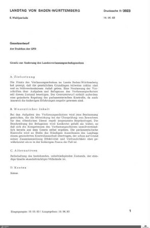 Gesetzentwurf der SPD zur Änderung des Landesverfassungsschutzgesetz