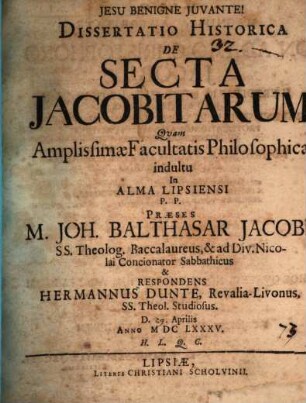De secta Jacobitarum