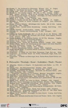 II. Philosophie / Theologie / Kunst / Architektur / Musik / Theater (Nr. 311-515)