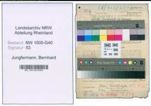 Entnazifizierung Bernhard Jungfermann , geb. 28.07.1881 (Verw.Inspektor)