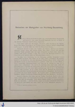5. Nebenlinie der Markgrafen von Hachberg-Sausenberg.