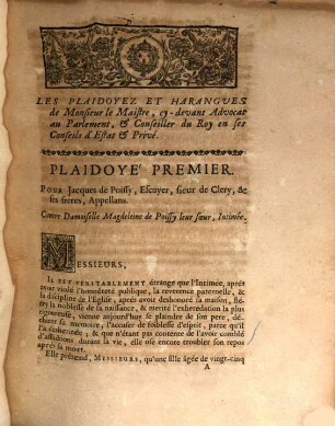 Les plaidoyez et harangues