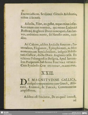 XXII. De Magnitudine Gallica