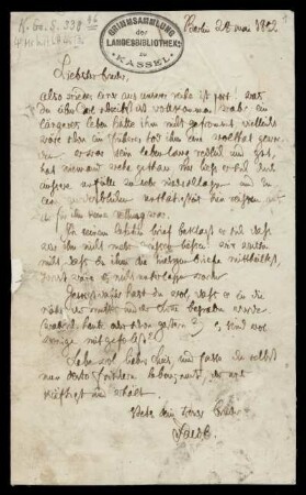 Brief von Jacob Grimm an Ludwig Emil Grimm
