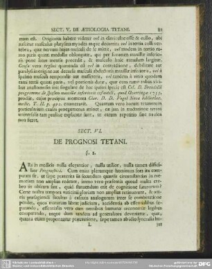 Sect. VI. De Prognosi Tetani