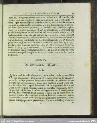 Sect. VI. De Prognosi Tetani