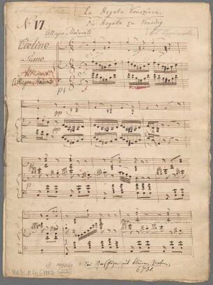 "La regata veneziana - Arr; vl, pf". - BSB Mus.Schott.Ha 6781-2