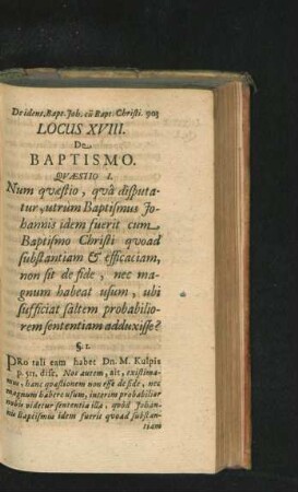 Locus XVIII. De Baptismo.