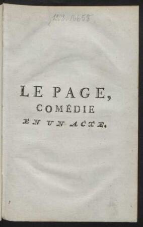Le Page : Comédie En Un Acte