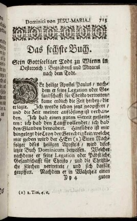 Das sechste Buch. Sein Gottseeliger Todt zu Wienn in Oesterreich.