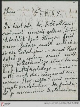 Heid. Hs. 3487,268: Nachlass Eberhard und Marie Luise Gothein: Brief von Marie Luise Gothein an Eberhard Gothein