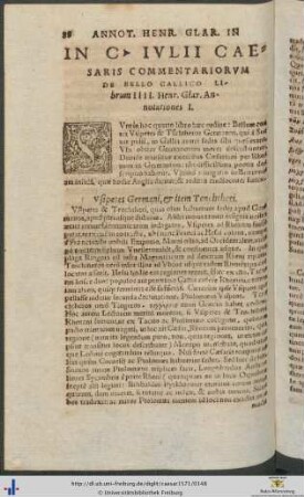 In Gaii Iulii Caesaris Commentariorum De Bello Gallico Henrici Glareani Annotationes In Librum IIII