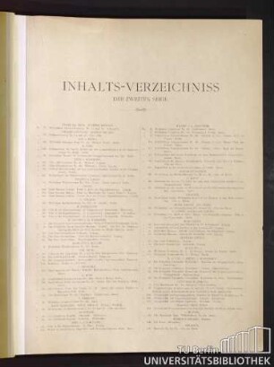 Inhalts-Verzeichnis der zweiten Serie.