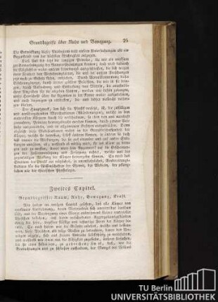 Zweites Capitel. Grundbegriffe: Raum, Ruhe, Bewegung, Kraft.