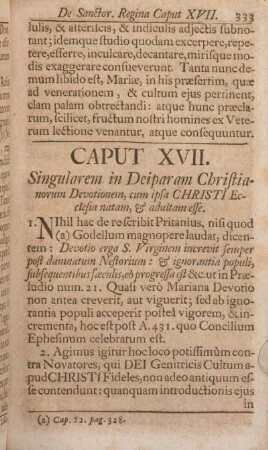 Caput XVII. Singularem in Deiparam Christianorum Devotionem, cum ipsa CHRISTI Ecclesia natam, & adultam esse.