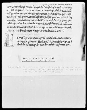 Berengaudus in Apocalypsin — Initiale E (t post haec), Folio 89 recto