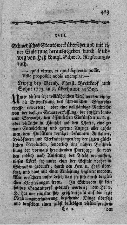 : Schwedens Staatswerk.