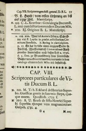 Cap. VIII. Scriptores particulares de Vitis Ducum B. L.