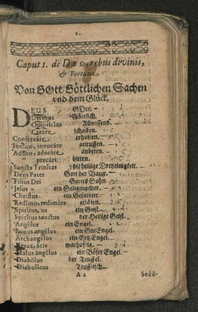 Caput I. de Deo, rebus divinis, § Fortuna. [Caput 1-15]