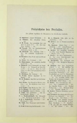 Verzeichnis der Verfasser
