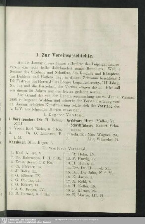 I. Zur Vereinsgeschichte