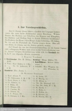 I. Zur Vereinsgeschichte